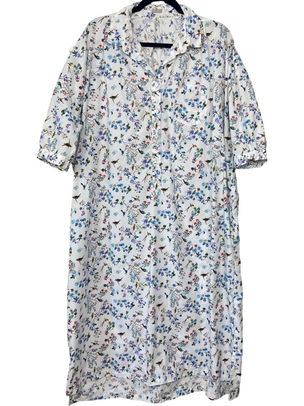 Makié Blue Bird Print Cotton Midi Dress